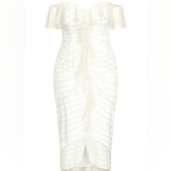 City Chic Jewel Dream dress  ivory with custom studded straps Size 18W. new - Picture 5 of 12